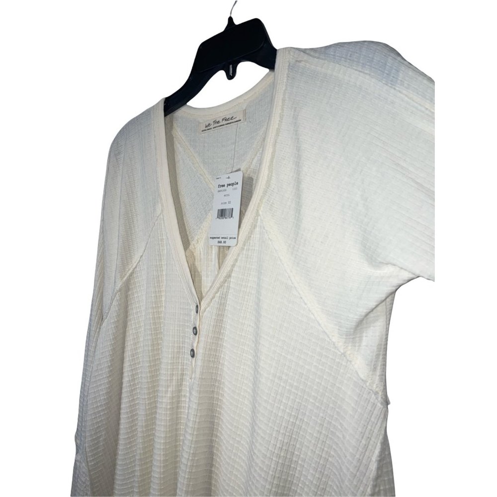 Free People White Long Sleeve Henley Top - Picture 6 of 11